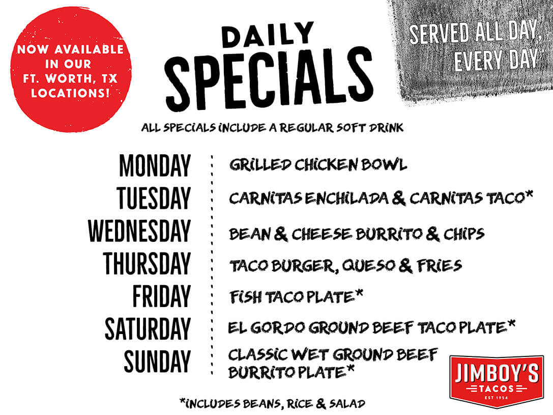 DAILY SPECIALS - SERVED ALL DAY, EVERY DAY
